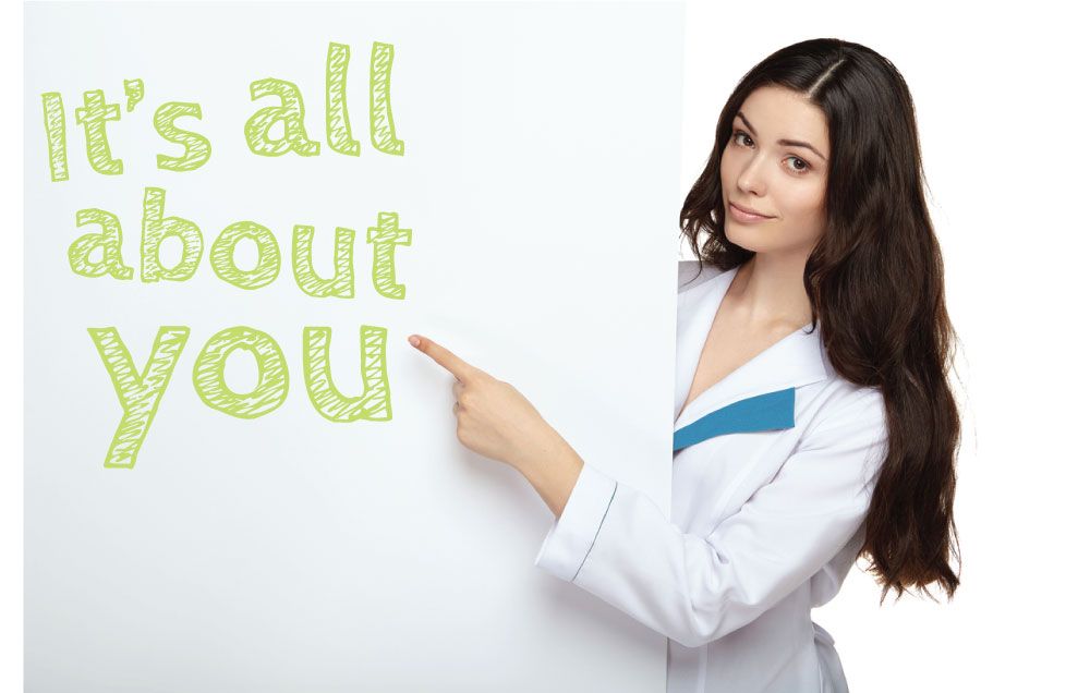 Image with green text "It's all about you" representing individual HGH dosage