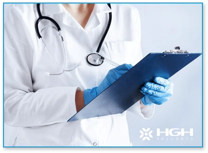 Doctor holding HGH Chart with Prescription for HGH